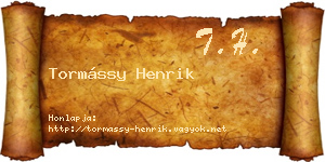 Tormássy Henrik névjegykártya